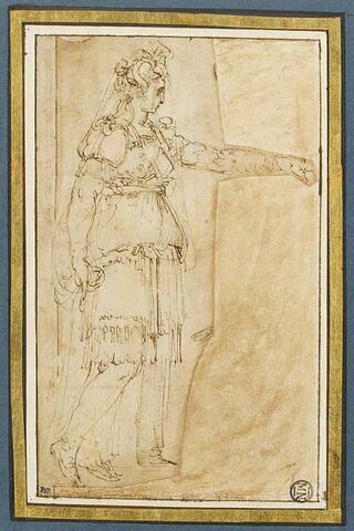 Femme debout tendant le bras gauche : étude pour 'Achille reconnu parmi les filles de Lycomède', image 1/3