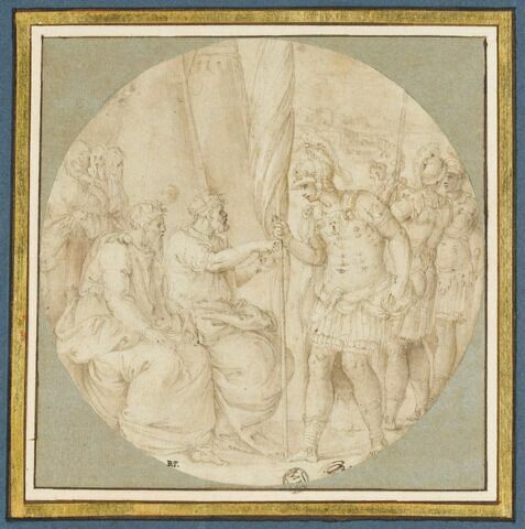 Un guerrier conversant avec deux souverains : Pyrrhus fait chevalier, image 1/2
