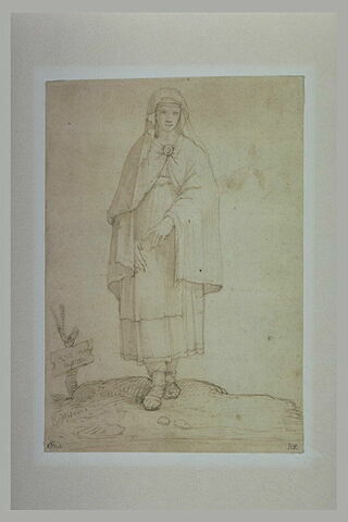 Une femme, debout, vue de face, en costume oriental, image 1/1