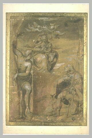 Vierge à l'Enfant couronnée par des anges avec saint Sébastien et saint Roch