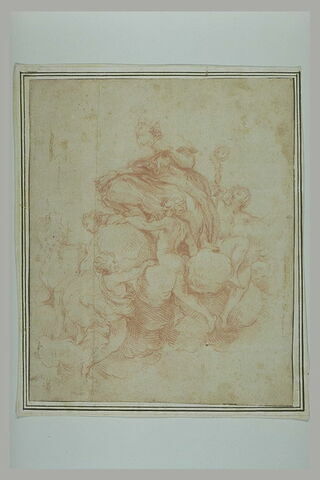 Saint Bernard, sur des nuages, entouré d'éphèbes, image 1/1