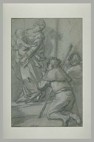 La Vierge avec l'Enfant Jésus adorée par deux pélerins, image 1/1