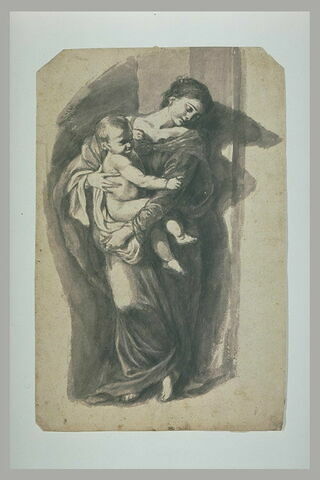 Vierge, debout, tenant l'Enfant dans ses bras, image 1/1
