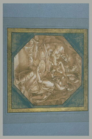 Jupiter sort de sa cuisse Bacchus et le remet à trois femmes, image 2/2