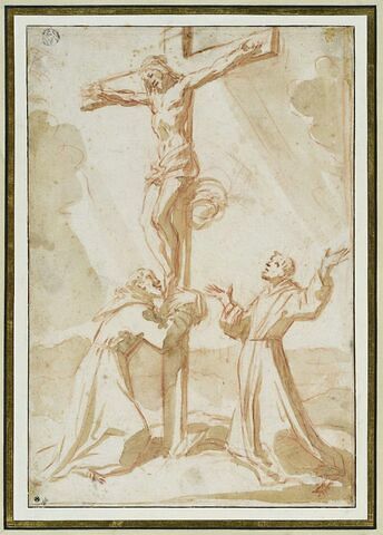 Le Christ sur la Croix adoré par saint François et saint Antoine de Padoue