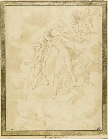 Vénus dans son char et Cupidon sur les nuages