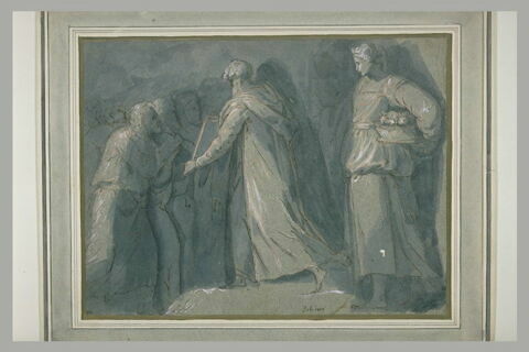 Moïse montrant les Tables de la Loi et femme portant un panier de fruits, image 2/2