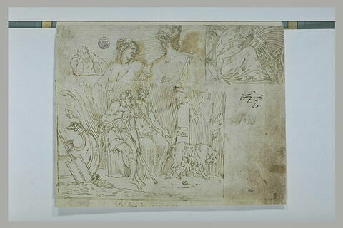Trois figures en buste; Faustulus et une femme; Romulus, Remus et la louve, image 1/1