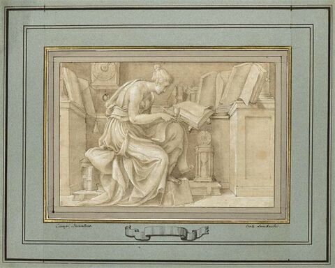 Femme assise, étudiant d'après des manuscrits : Allégorie de l'Histoire, image 1/2