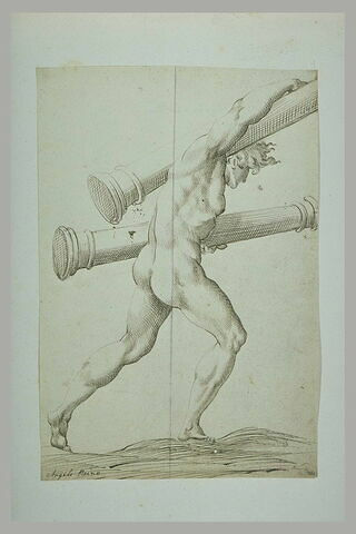 Un homme nu portant deux petites colonnes, image 1/1