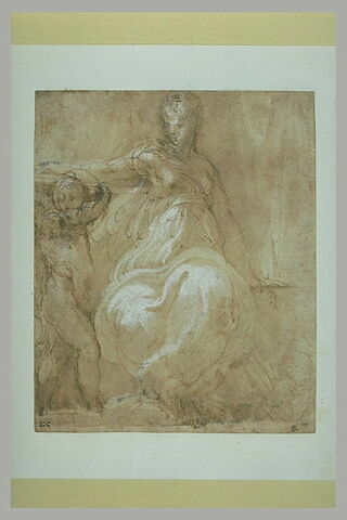 Femme demi nue assise, avec un putto, image 2/2