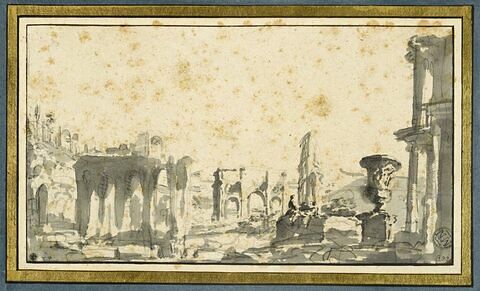 L'arc de Constantin ; une partie du Colisée ; un grand vase, image 1/3