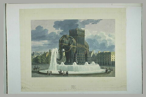 Dernier projet de la fontaine de l'éléphant pour la place de la Bastille
