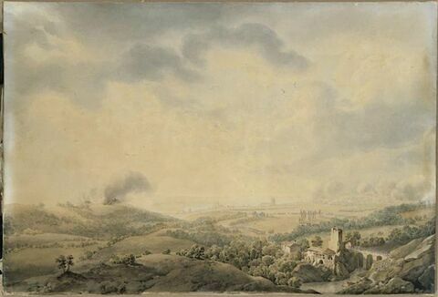 Vue d'Ulm, au moment de l'attaque de la ville par l'armée française, 20 octobre 1805