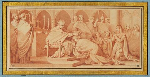 Le Pape Etienne III donnant l'onction royale à Pépin le Bref et sa famille, image 1/3