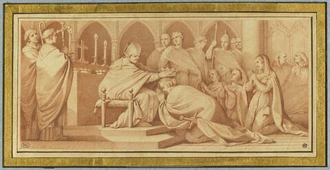 Le Pape Etienne III donnant l'onction royale à Pépin le Bref et sa famille, image 2/3
