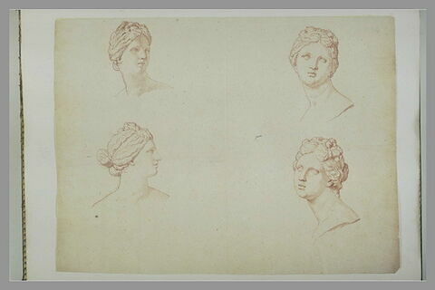 Quatre études de la tête de la Vénus Médicis, de trois quarts face, de face et de profil à droite, image 2/2