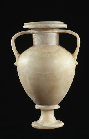 urne à anses hautes ; couvercle de vase