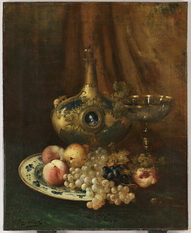 Fruits et objets d'art sur une table. L'aiguière de François Ier.