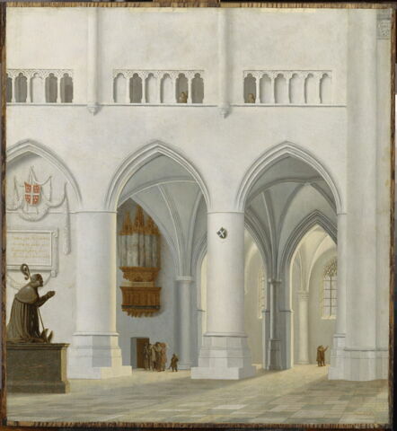 Vue du chœur de l’église Saint-Bavon à Haarlem avec la tombe fictive d’un évêque, image 4/5