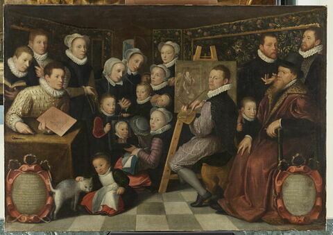 Portrait d'Otto van Veen à son chevalet, entouré des siens
