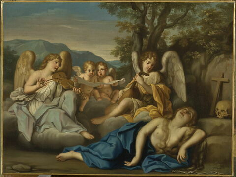 L'Extase de la Madeleine avec des anges musiciens