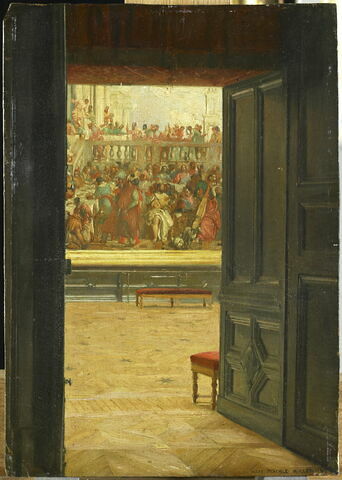 Vue du Salon Carré du Louvre, avec les "Noces de Cana" de Véronèse