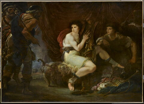 Achille jouant de la lyre avec Patrocle, sous sa tente, surpris par Ulysse et Nestor