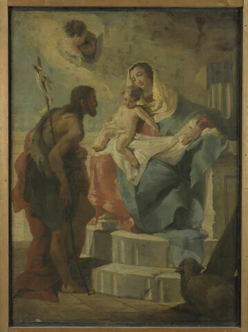 Bannière à deux faces ; d'un côté, Saint Martin officiant (saint Maxime de Padoue ?) ; de l'autre, La Vierge et l'Enfant avec saint Jean Baptiste