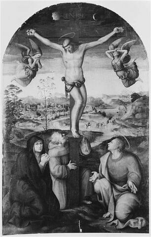 Le Christ en croix avec la Vierge, saint Jean et le bienheureux Gilles franciscain, image 1/8