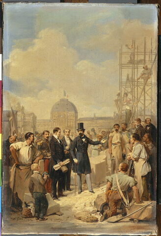 Napoléon III visitant le chantier du nouveau Louvre, image 4/4