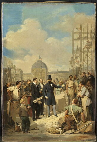 Napoléon III visitant le chantier du nouveau Louvre, image 1/4