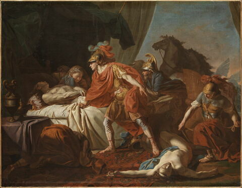 Achille dépose le cadavre d'Hector aux pieds du corps de Patrocle, image 1/3