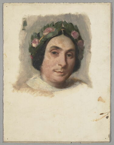 Tête de femme brune. Mademoiselle Louise Bertin. Au verso : trois figures légèrement esquissées.