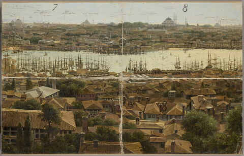 Panorama de Constantinople (divise en 16 compartiments numérotés)