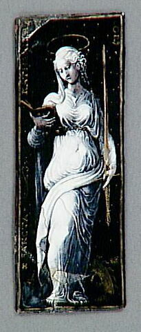 Plaque : Sainte Catherine d'Alexandrie, d'une série de deux plaques "Les Saints" (OA 83)