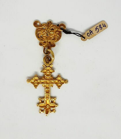 Croix de chapelet et coeur en or, image 1/2