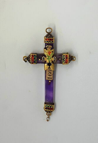 Croix en améthyste, or émaillé et perles, image 3/4