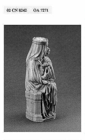 Statuette : Vierge à l'Enfant trônant, tenant une rose, image 4/7