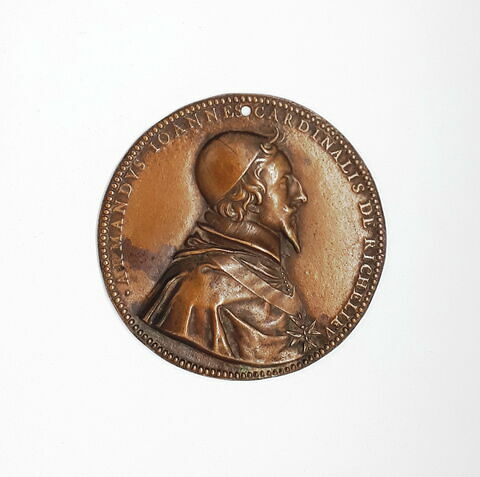 Médaille : buste de Richelieu avec ordre du Saint-Esprit, surmoulage, galvanoplastie ?, image 1/2