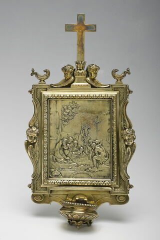 Bénitier d'argent doré représentant l'Adoration des bergers, d'après Corneille van Clève, image 1/7