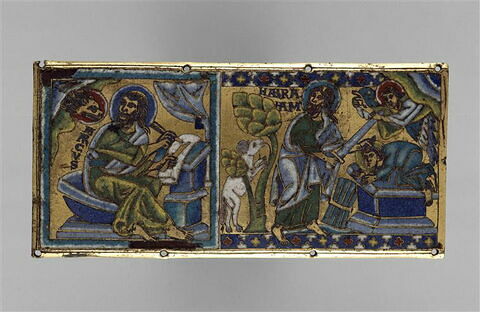 Plaque d'une croix (bras dextre) : saint Marc, le sacrifice d'Isaac par Abraham, image 4/5