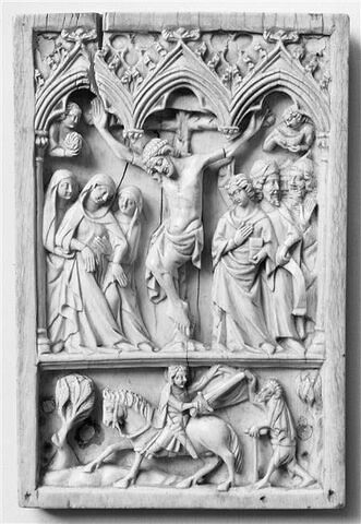 Plaque : la Crucifixion ; saint Martin, image 1/1