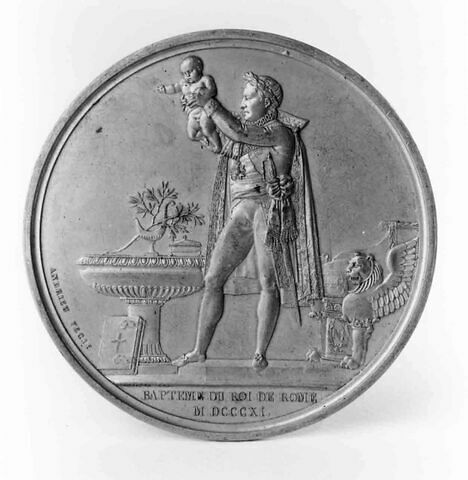 Médaille : Baptême du roi de Rome, cliché de droit, image 1/1