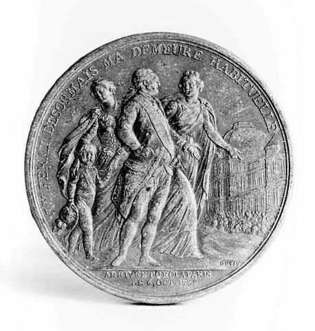 Médaille : Arrivée de Louis XVI à Paris, cliché de revers, image 1/1