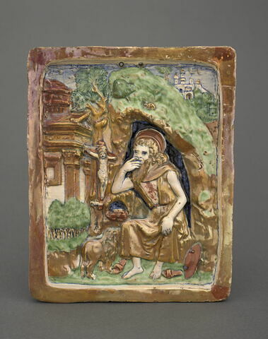 Plaque rectangulaire en bas-relief : saint Jérôme