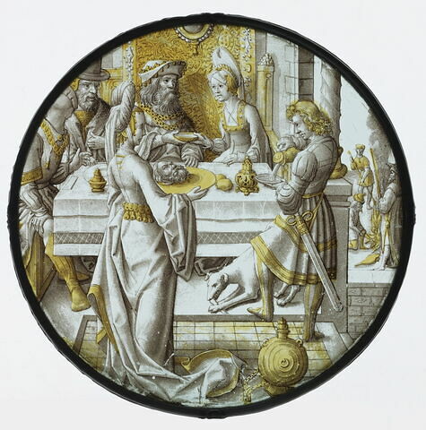 Rondel : Salomé portant le chef de saint Jean-Baptiste à Hérode