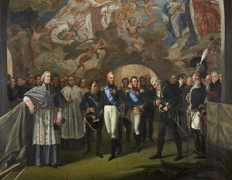 Le Roi Charles X visite les peintures de Gros à la coupole de l'église Sainte-Geneviève, le 24 novembre 1824, image 2/3