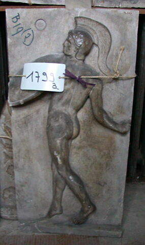 Tirage d'un relief représentant deux danseurs de pyrrhique