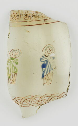 Fragment de bouteille (?) au deux saints personnages ou ecclésiastiques